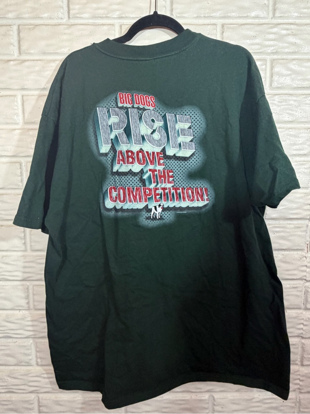 Big Dogs Vintage Y2K Graphic T-Shirt 2X Green Dog Competition Tee
